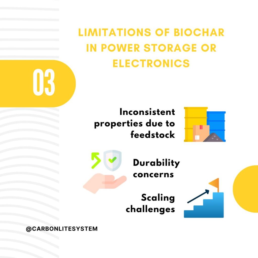 Limitations of Biochar in Power Storage or Electronics